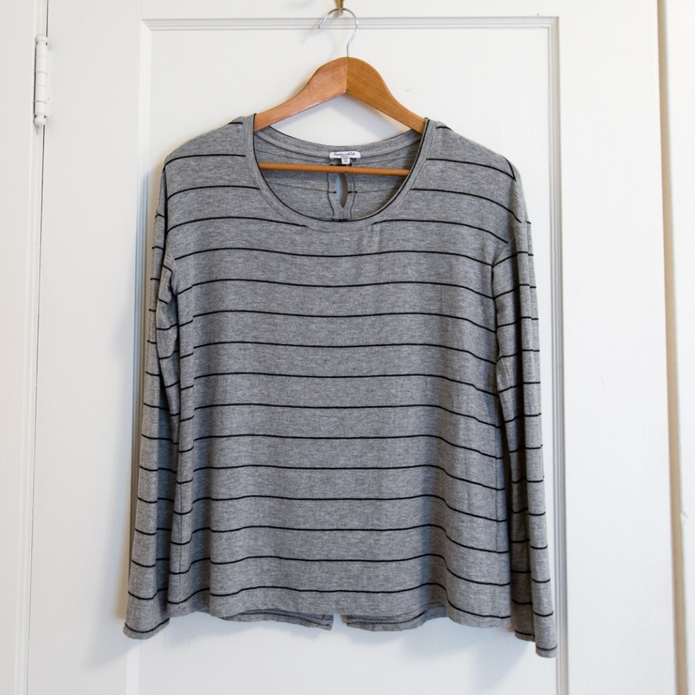 Splendid Striped Slit Back Tee